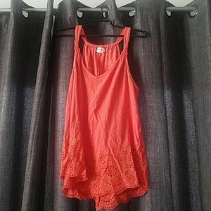 Orange sleeveless summer top. Size small.